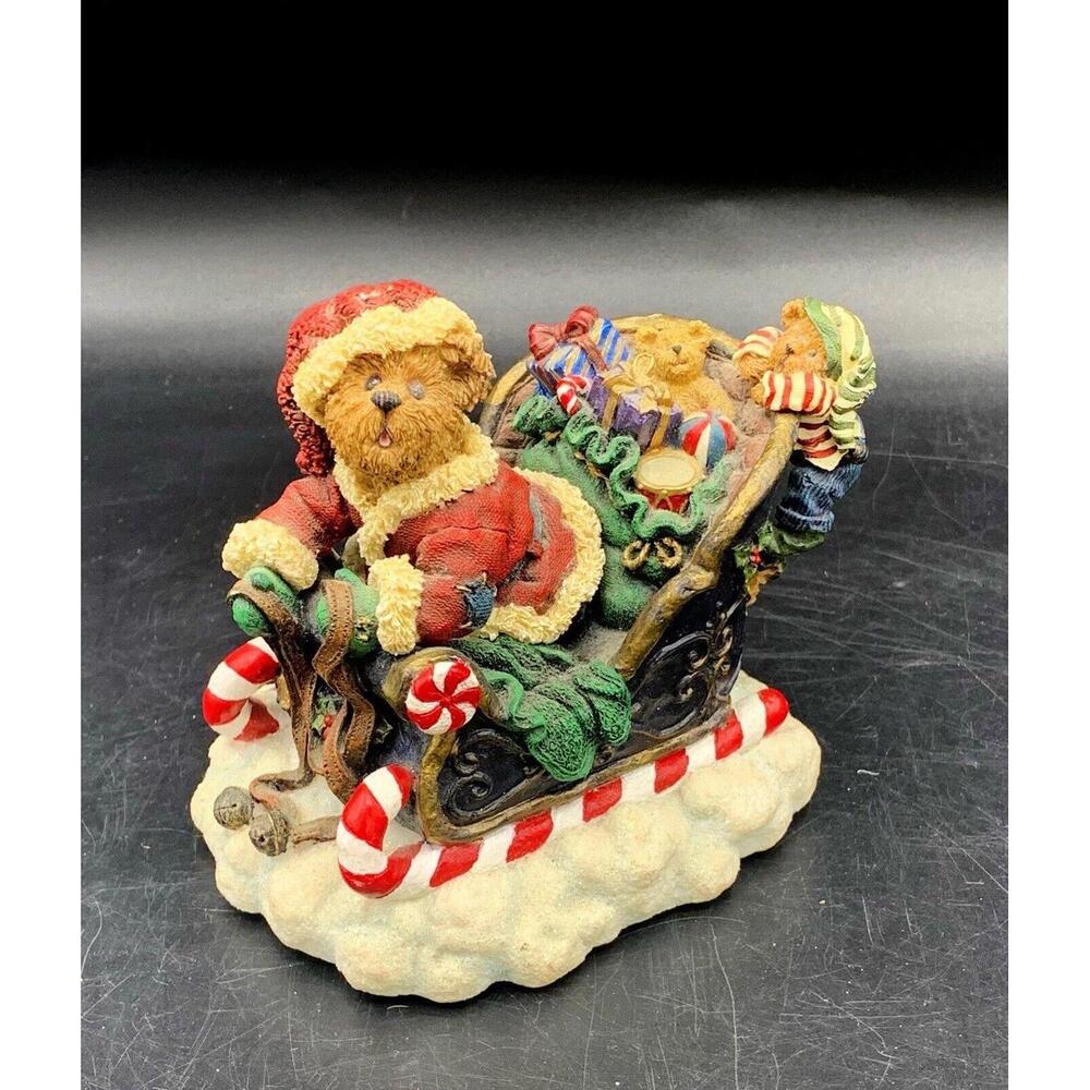 2003 Santa "Sleigh Ride" Musical Boyd's Bears Bearstone Numbered Music Box Teddy